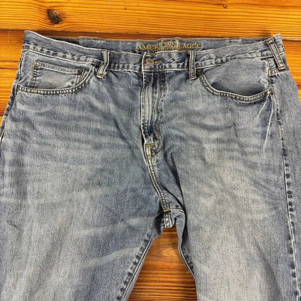 American Eagle Jeans Men's 40x30 Blue Relaxed Straight Cotton Denim Medium Wash